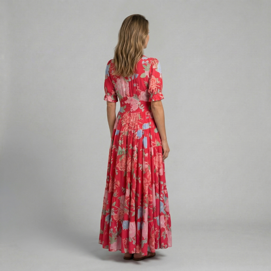 Elina - Elegancka sukienka maxi w kwiaty