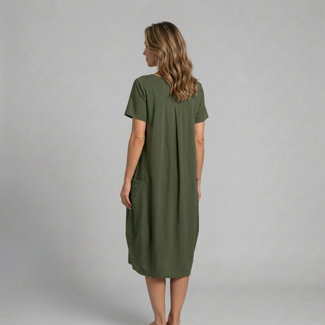 Dobrosława - Luźna sukienka z kieszeniami