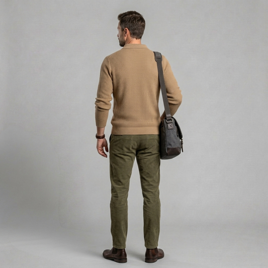 Valtero - Luksusowa męska koszulka polo z długim rękawem