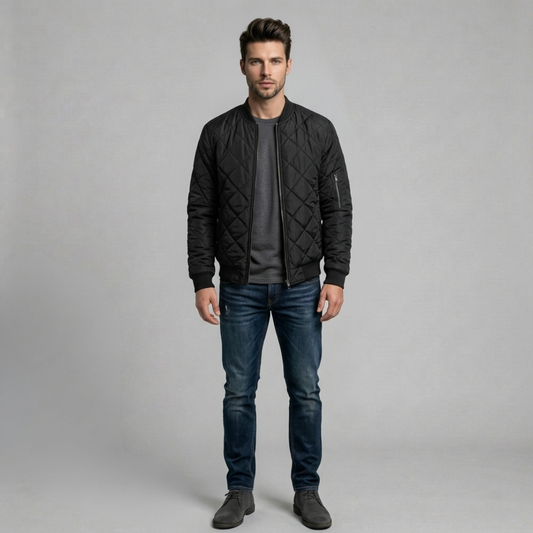 Igor - Pikowana męska kurtka bomber o nowoczesnym stylu
