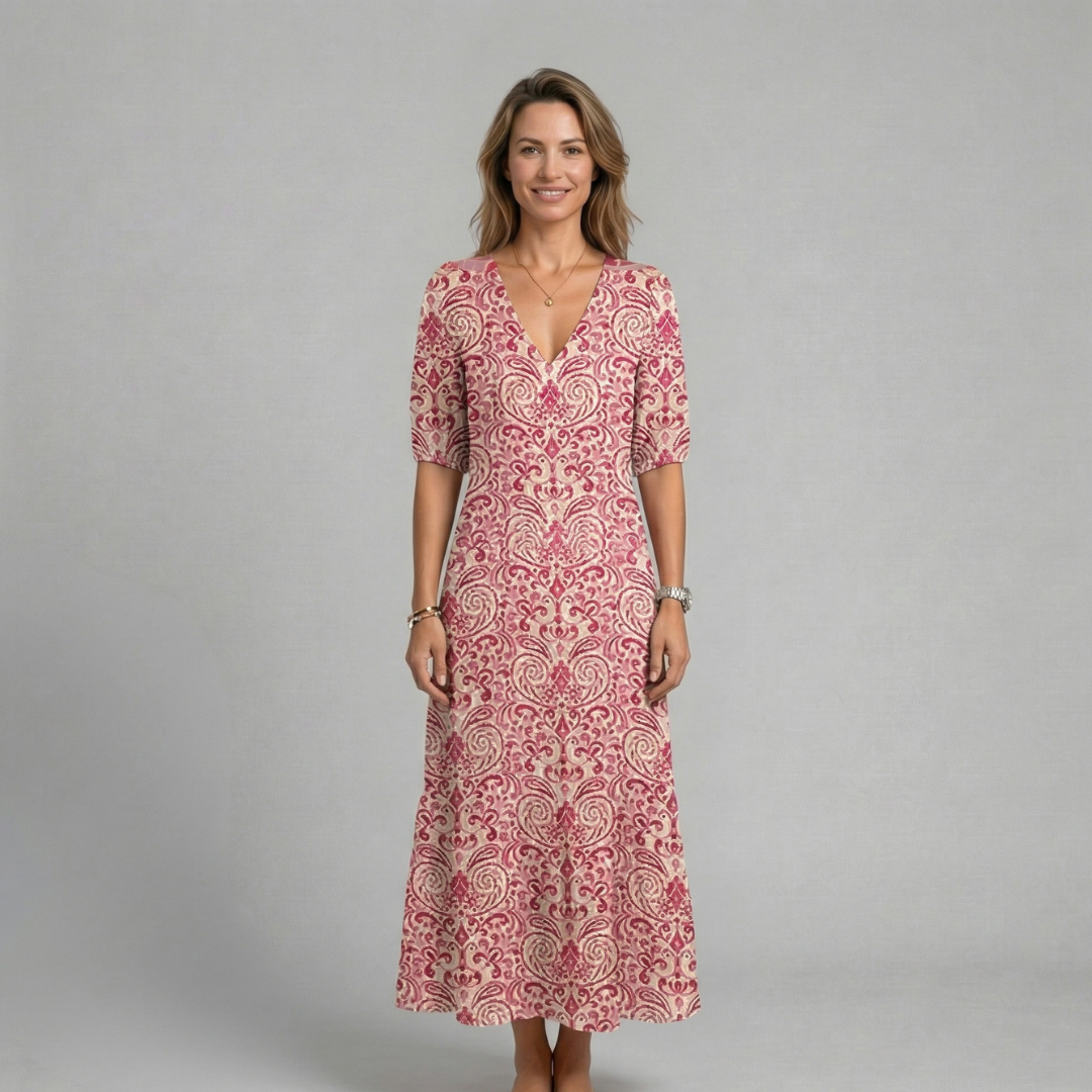 Selina - Zwiewna sukienka maxi z printem