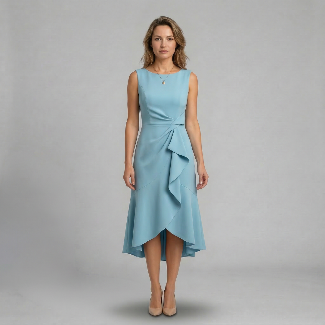 Elira - Elegancka sukienka midi z wiązaniem