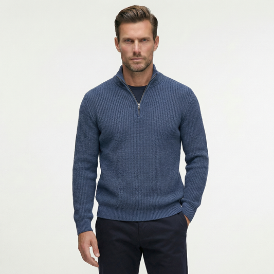 Luksusowy Sweter Męski z Półgolfem i Zamkiem | Styl Smart Casual