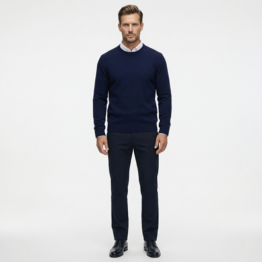 Luksusowy klasyczny sweter dzianinowy | Elegancki męski sweter z okrągłym dekoltem