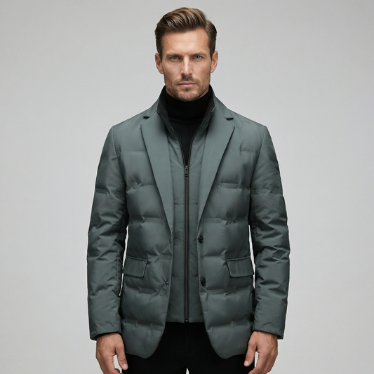 Luksusowa Pikowana Marynarka Męska z Ociepleniem | Elegancki Dopasowany Krój