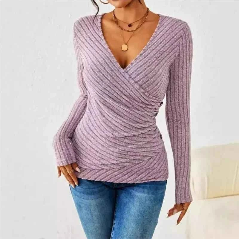 Amelita | Blouse met V-hals en lange mouwen