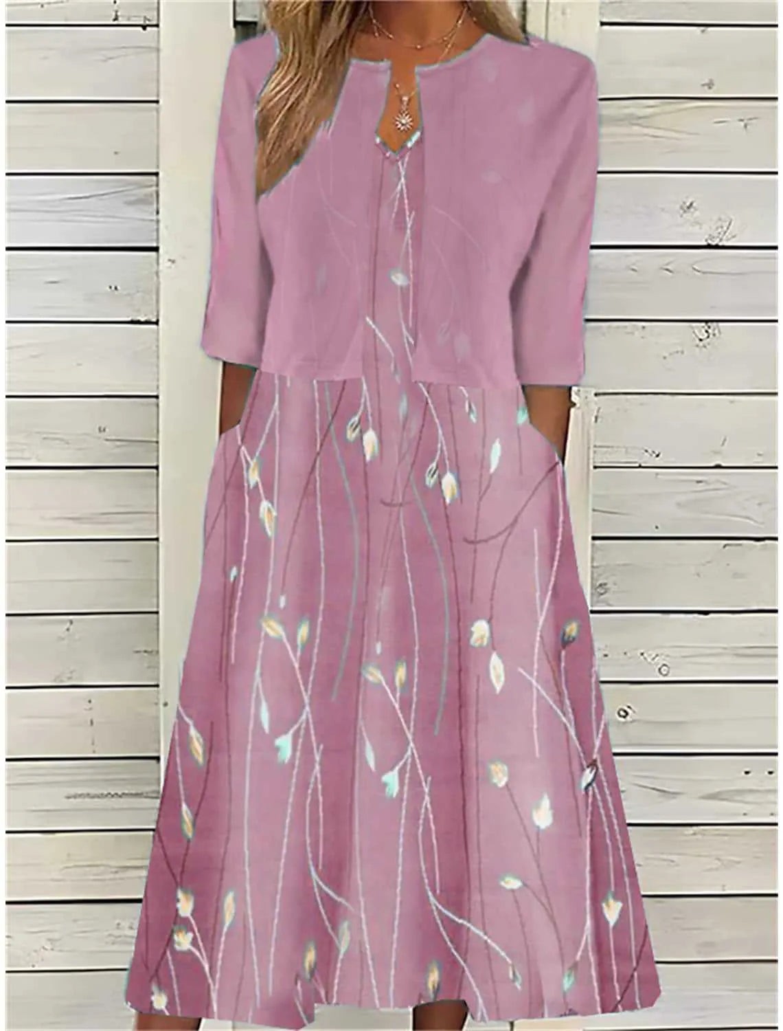 Fiona | Midi-jurk met bloemen en zakken