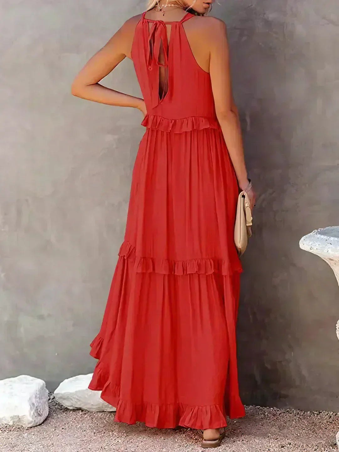 Maja | Maxi-halterjurk met ruches