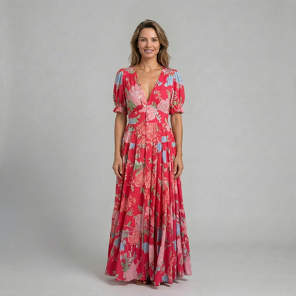 Elina - Elegancka sukienka maxi w kwiaty
