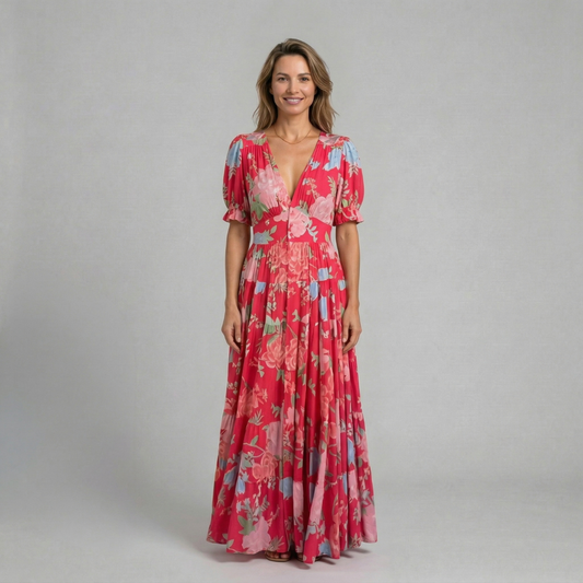 Elina - Elegancka sukienka maxi w kwiaty