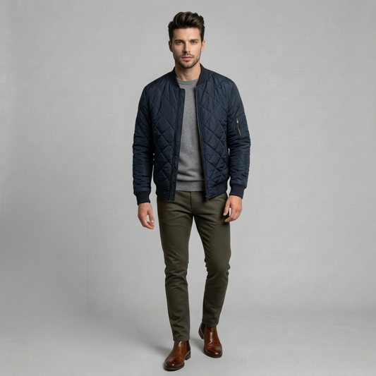 Igor - Pikowana męska kurtka bomber o nowoczesnym stylu