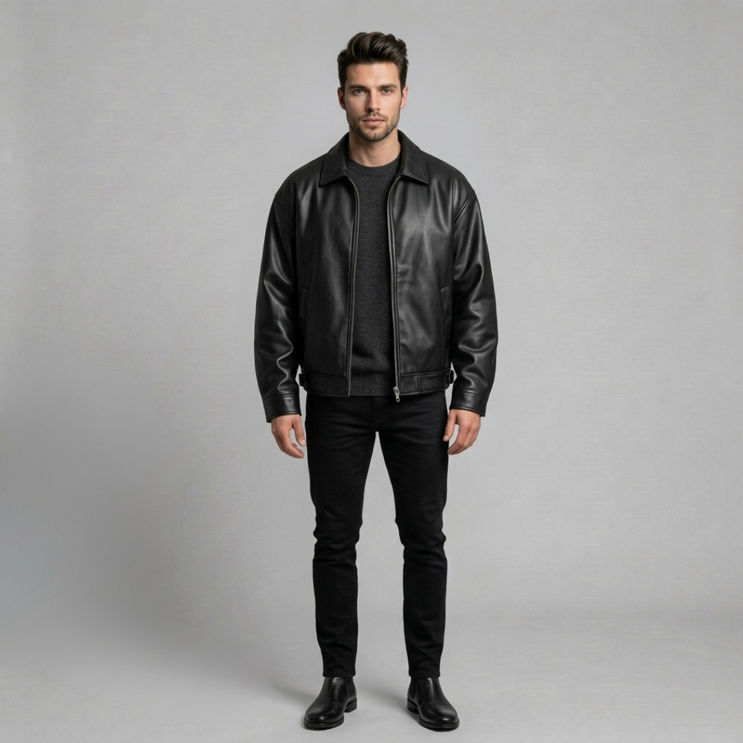 Kacper - Minimalistyczna męska kurtka w stylu skórzanym