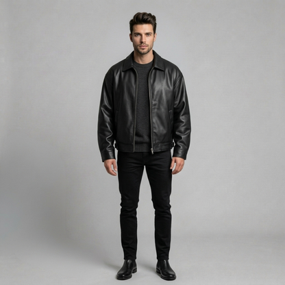 Kacper - Minimalistyczna męska kurtka w stylu skórzanym