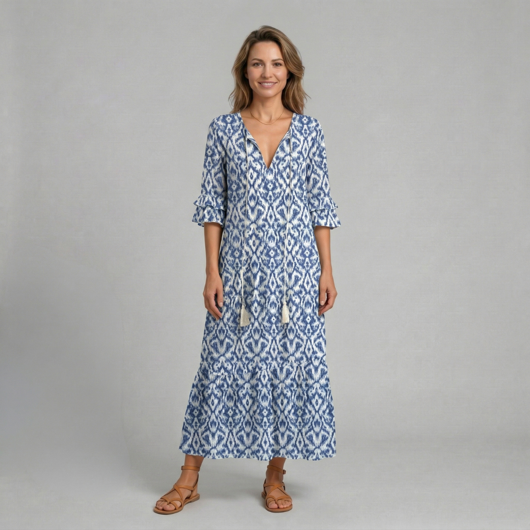 Selina - Zwiewna sukienka maxi z printem