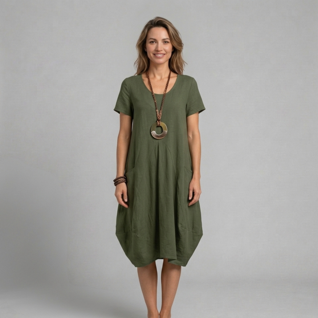 Dobrosława - Luźna sukienka z kieszeniami