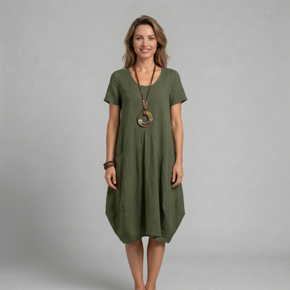 Dobrosława - Luźna sukienka z kieszeniami