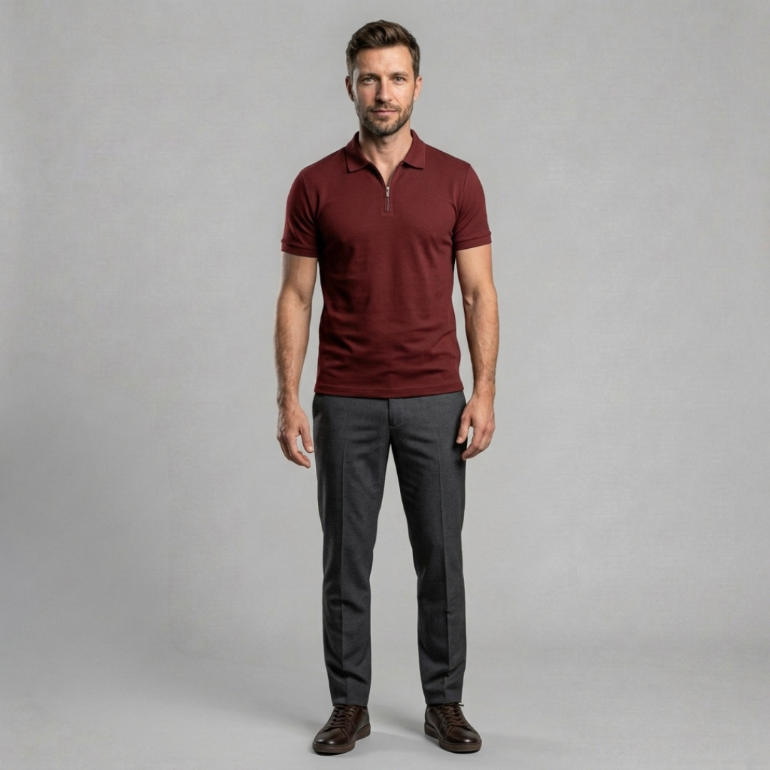Sorello - Elegancka męska koszulka polo z zamkiem
