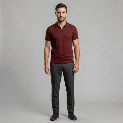 Sorello - Elegancka męska koszulka polo z zamkiem