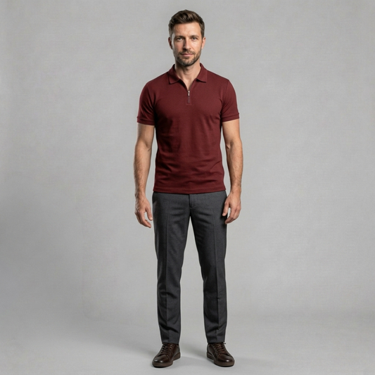 Sorello - Elegancka męska koszulka polo z zamkiem