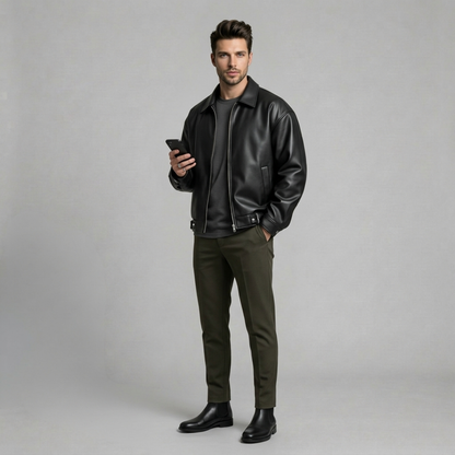 Kacper - Minimalistyczna męska kurtka w stylu skórzanym