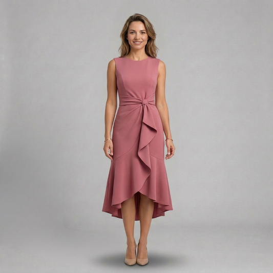 Elira - Elegancka sukienka midi z wiązaniem