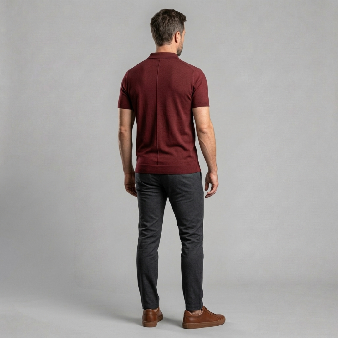 Sorello - Elegancka męska koszulka polo z zamkiem