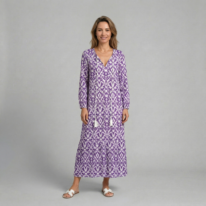 Selina - Zwiewna sukienka maxi z printem