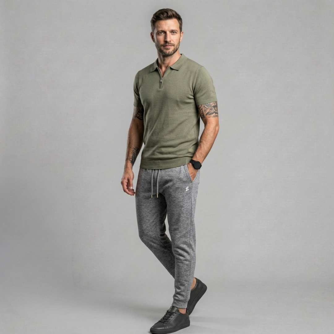 Sorello - Elegancka męska koszulka polo z zamkiem