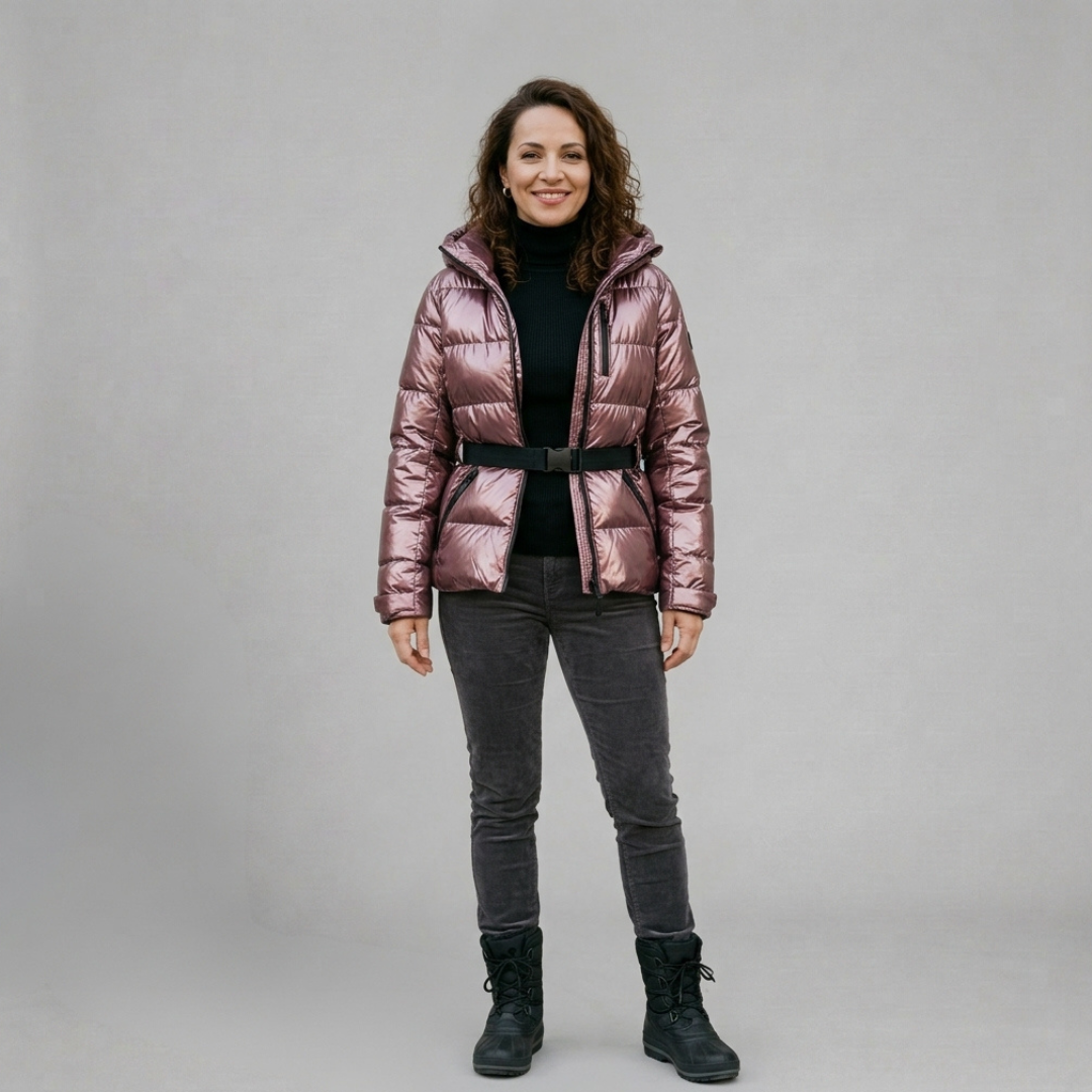 Noelia - Elegancka pikowana kurtka damska z paskiem