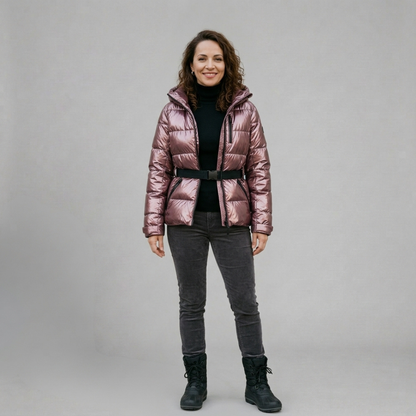 Noelia - Elegancka pikowana kurtka damska z paskiem