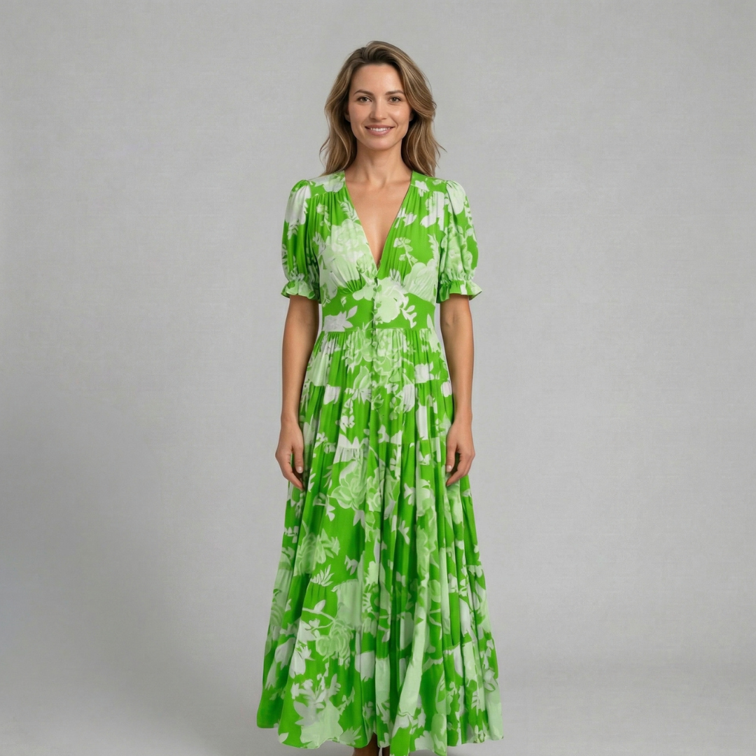 Elina - Elegancka sukienka maxi w kwiaty