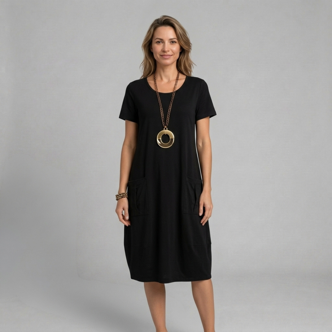 Dobrosława - Luźna sukienka z kieszeniami