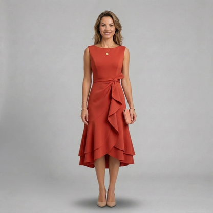 Elira - Elegancka sukienka midi z wiązaniem