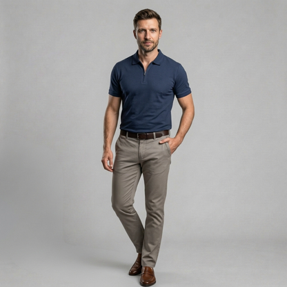 Sorello - Elegancka męska koszulka polo z zamkiem