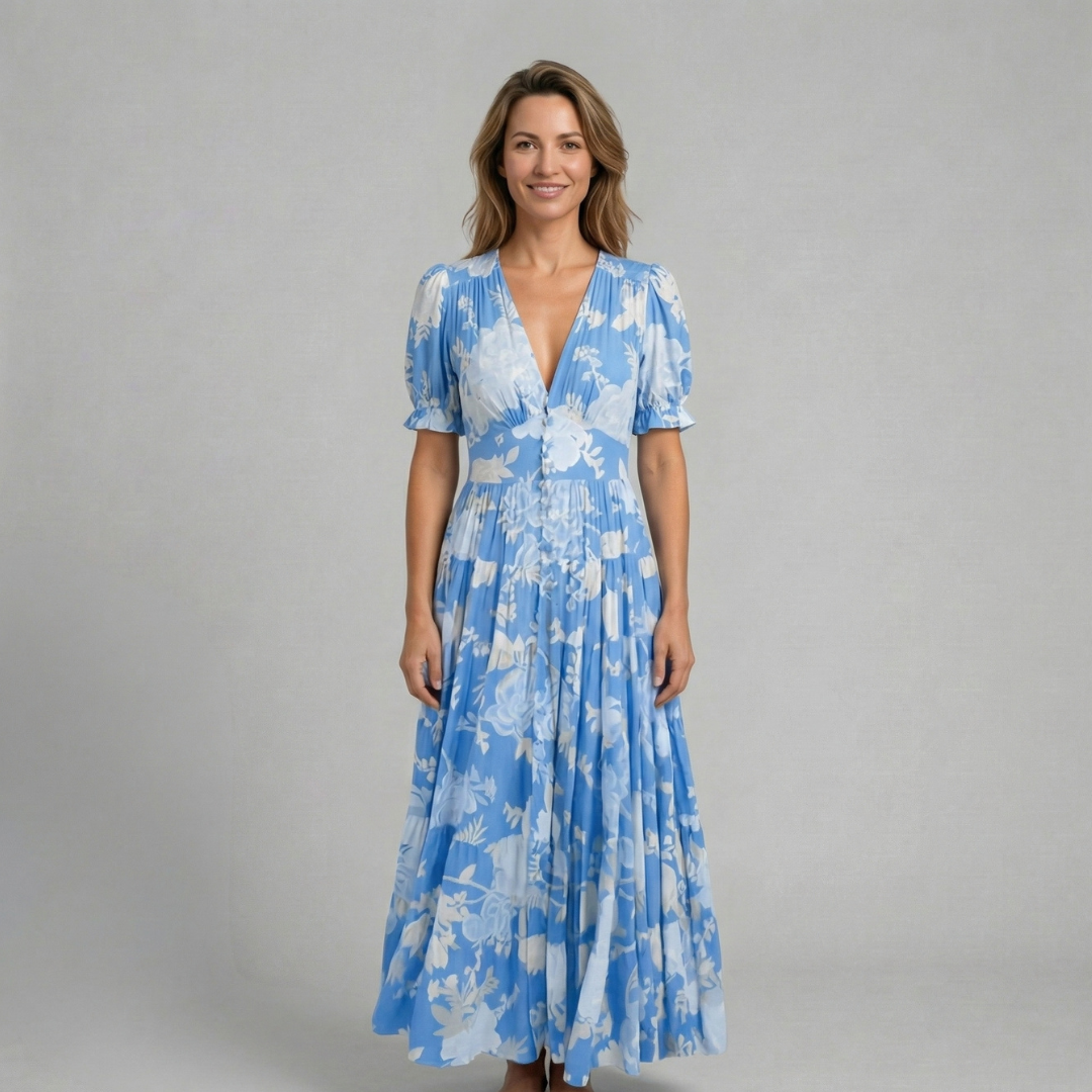 Elina - Elegancka sukienka maxi w kwiaty