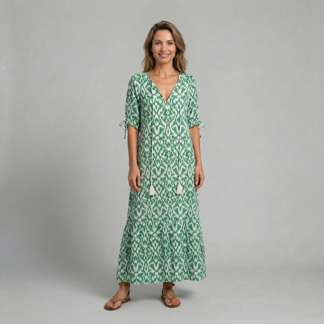 Selina - Zwiewna sukienka maxi z printem