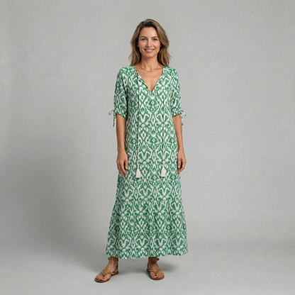 Selina - Zwiewna sukienka maxi z printem