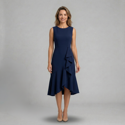 Elira - Elegancka sukienka midi z wiązaniem