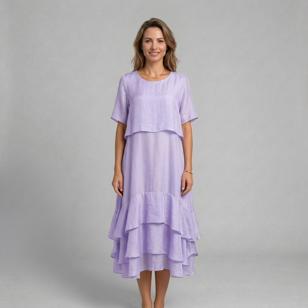 Bogumiła - Elegancka sukienka warstwowa