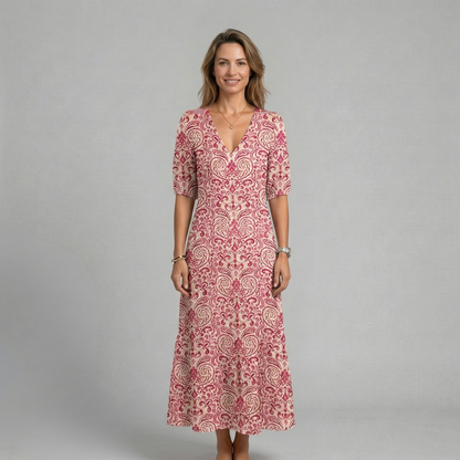 Selina - Zwiewna sukienka maxi z printem