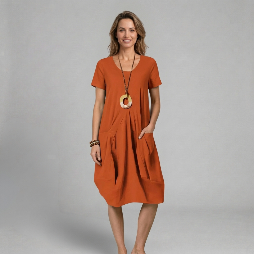 Dobrosława - Luźna sukienka z kieszeniami