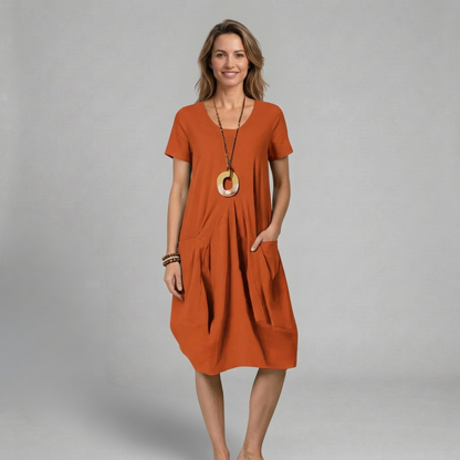 Dobrosława - Luźna sukienka z kieszeniami