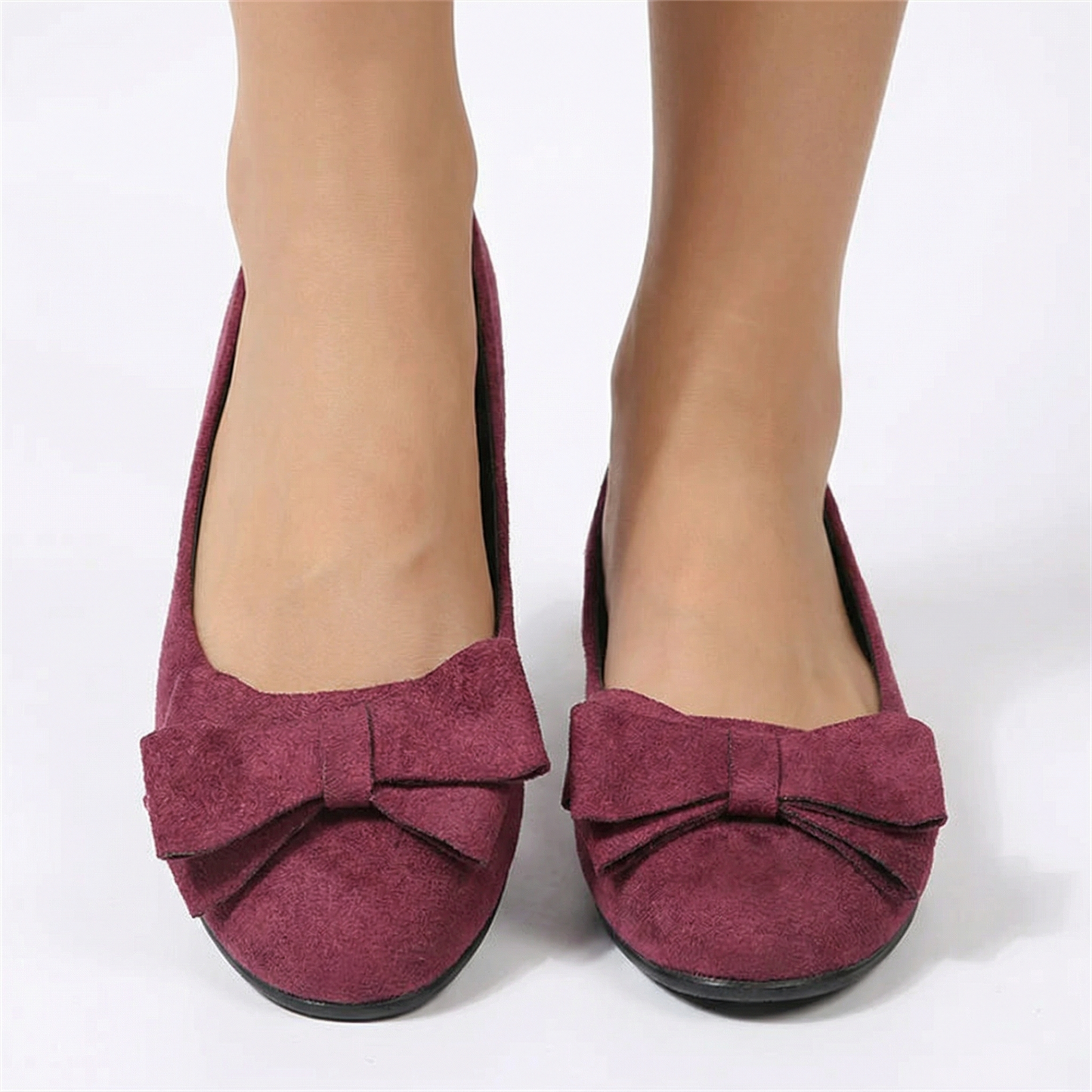 Luksusowe Zamszowe Baleriny z Kokardką | Eleganckie Buty Damskie
