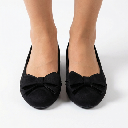 Luksusowe Zamszowe Baleriny z Kokardką | Eleganckie Buty Damskie