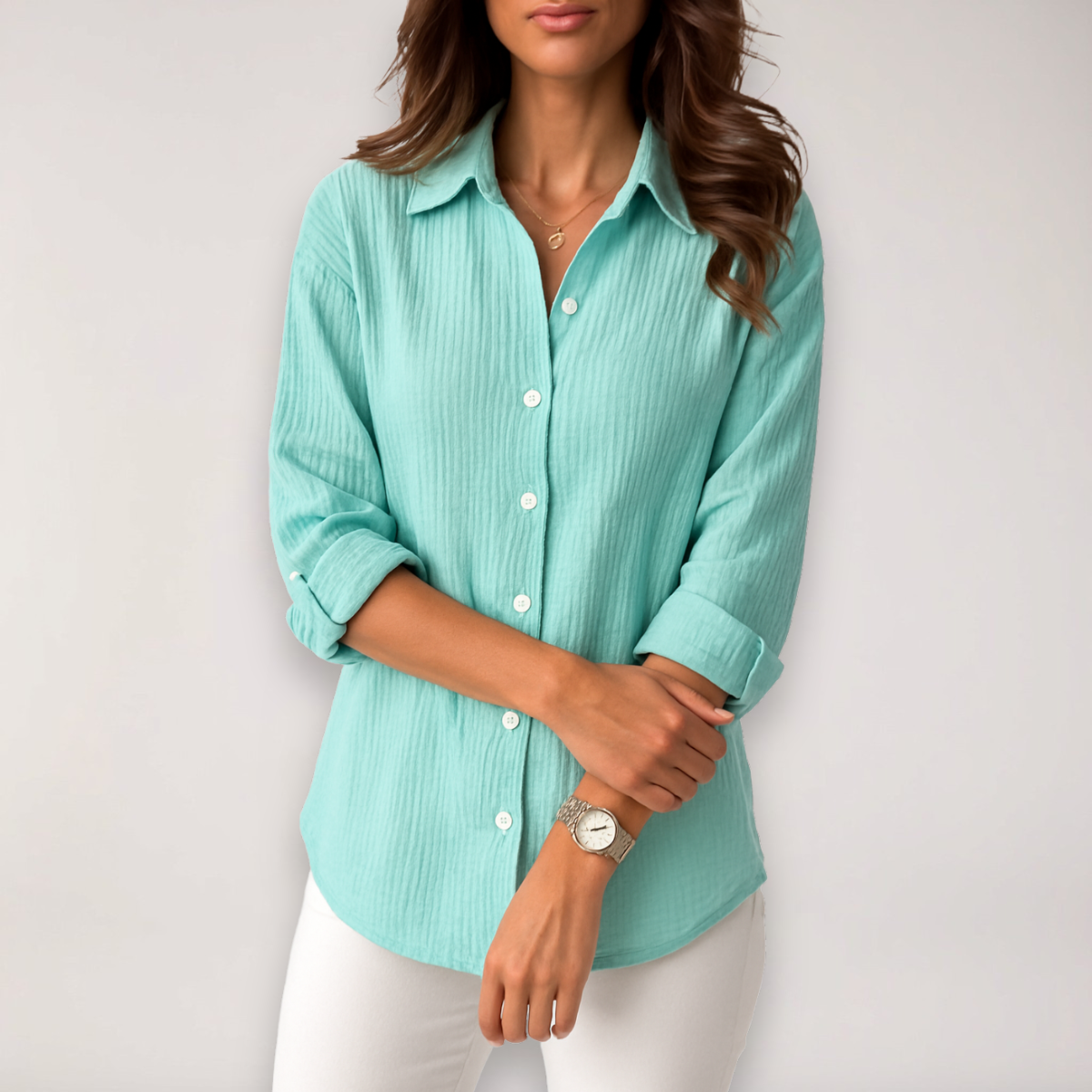 Elżbieta | Koszula Damska Zapinana na Guziki Biała 3