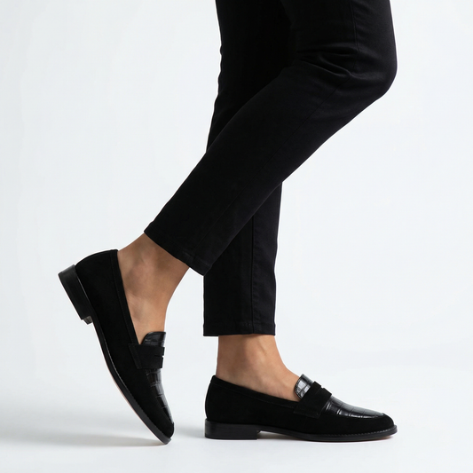 Luksusowe Zamszowe Mokasyny z Tłoczeniem Krokodyla | Eleganckie Buty Damskie