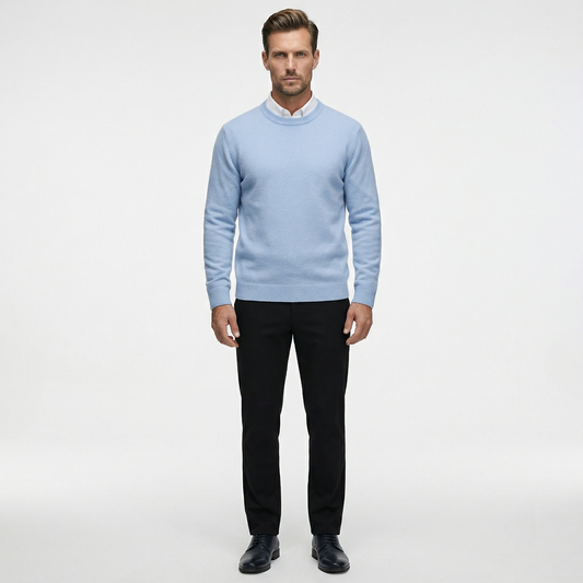 Luksusowy klasyczny sweter dzianinowy | Elegancki męski sweter z okrągłym dekoltem