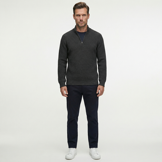 Luksusowy Sweter Męski z Półgolfem i Zamkiem | Styl Smart Casual