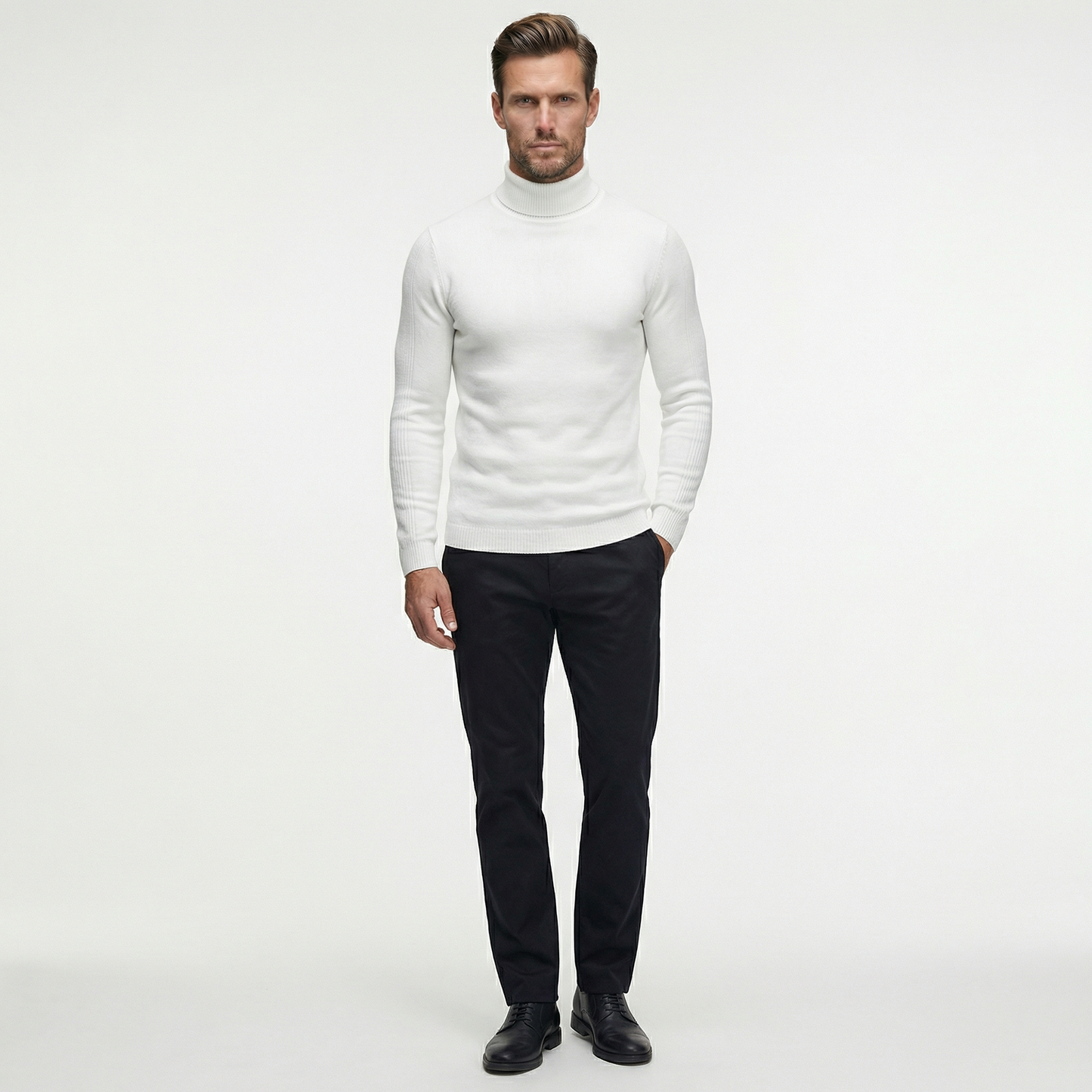 Luksusowy Dopasowany Golf Męski | Elegancki Sweter