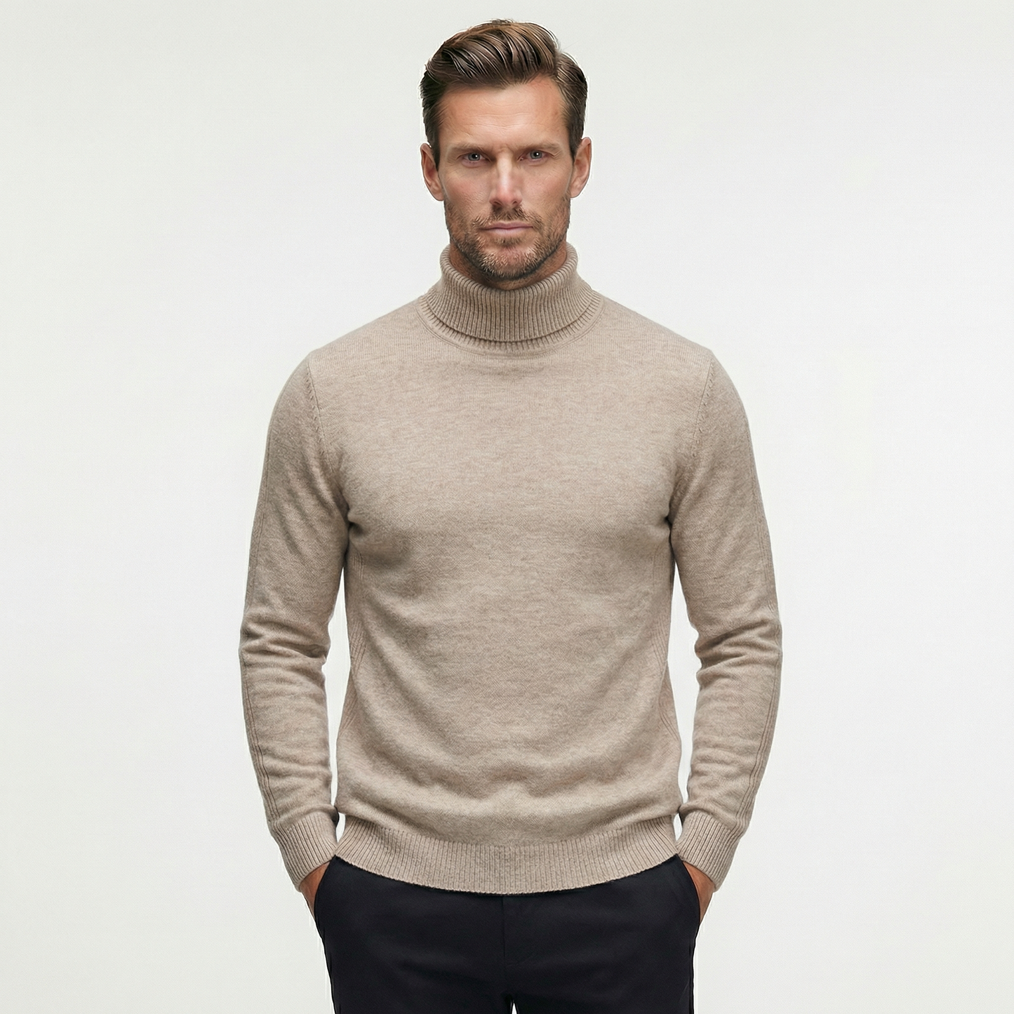 Luksusowy Dopasowany Golf Męski | Elegancki Sweter